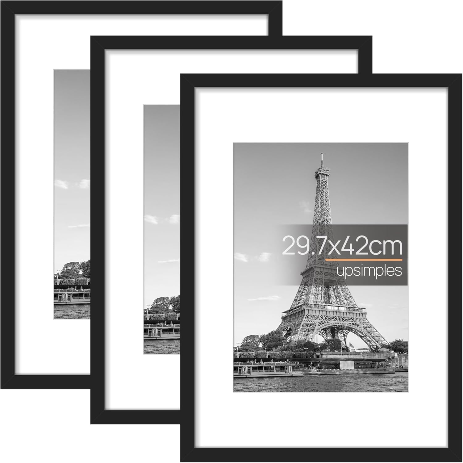 upsimples 3 Pack Bilderrahmen A4 Holz, Picture Frame Holz für Fotos, Bilder, Poster