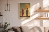 Paul Sinus Wandbild in 40x60cm Atomic Cocktail Vintage-Szene mit elegant gekleidetem Paar am Strand vor aufsteigender Wolke für stilvolle Retro-Raumgestaltung