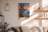 Paul Sinus Wandbild in 40x60cm The California Hour mit Sonnenuntergang und Palmenküste in warmen Farbtönen für elegante Wandgestaltung