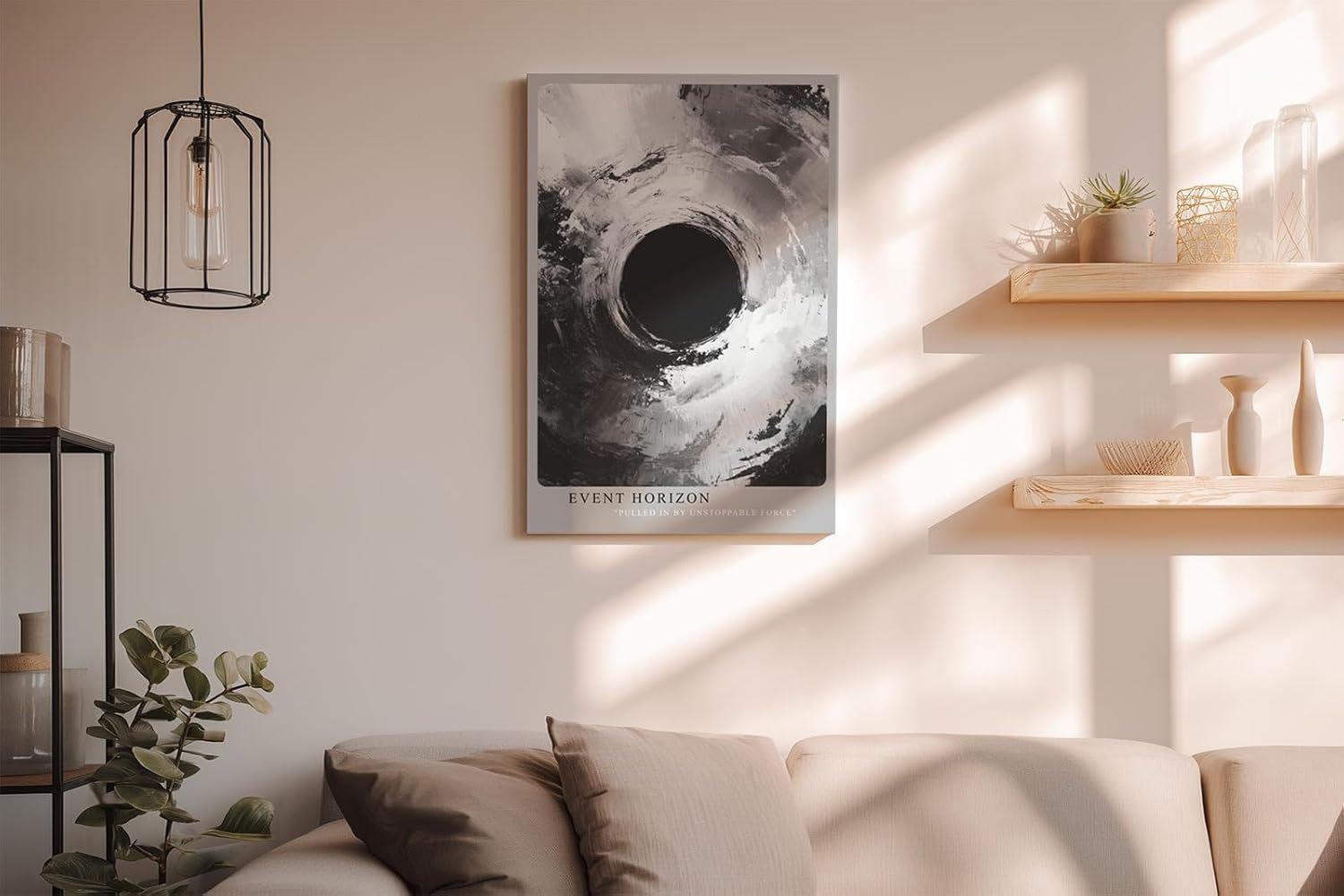 Paul Sinus Wandbild in 40x60cm Event Horizon – Monochrome Abstraktion mit tiefem Zentrum und kraftvollen Strukturen