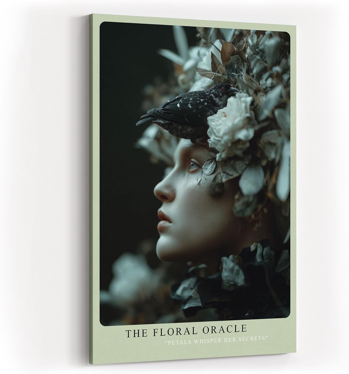 Paul Sinus Wandbild in 40x60cm The Floral Oracle – Porträt einer Frau mit Blütenund Vogelkrone