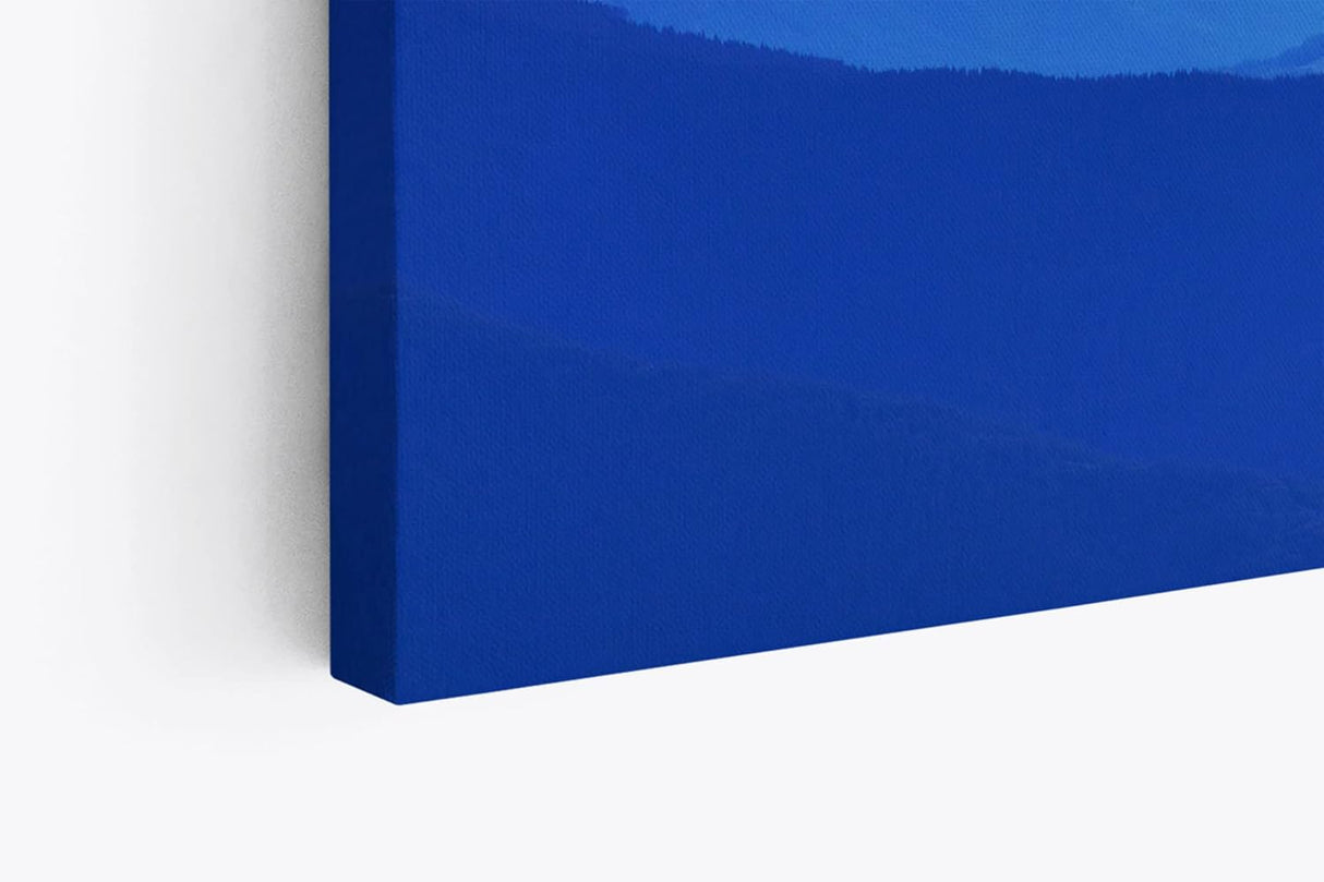 Paul Sinus Wandbild 120x80cm Gebirge Berge Blau Rot Sonnenstrahlen Bergkette