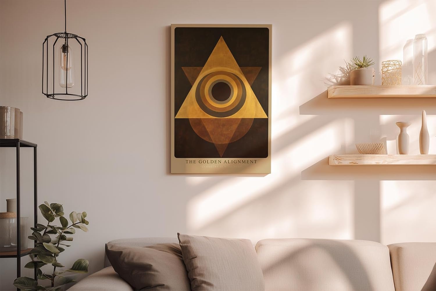 Paul Sinus Wandbild in 40x60cm The Golden Alignment Abstrakte Geometrie in Gold und Braun mit harmonischer Symmetrie und meditativer Tiefe