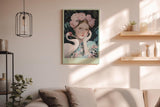 Paul Sinus Wandbild in 40x60cm Porträt einer jungen Frau mit Blumenkrone und Kranich in harmonischer Komposition