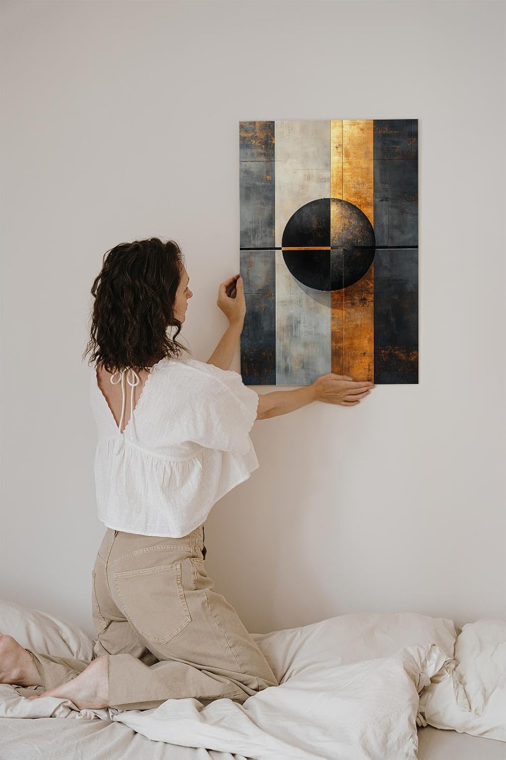 Paul Sinus 60x90cm Wandbild Goldkraft Vision – Powerdesign mit Fokuskunstwerk aus Geometrie und urbaner Eleganz