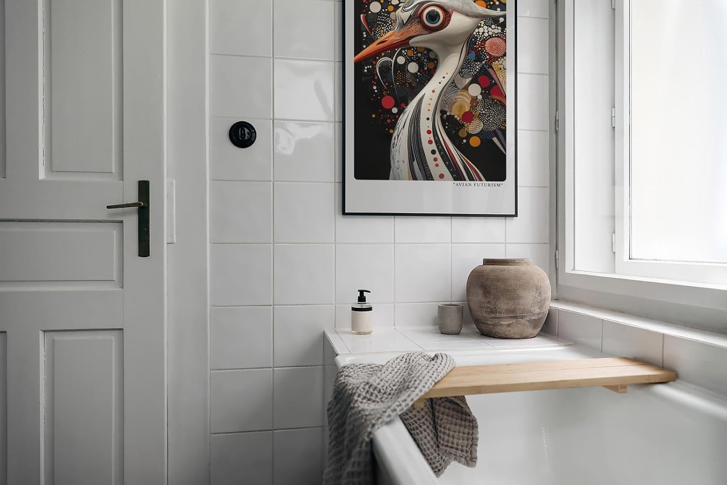 Paul Sinus Leinwandbild 40x60cm futuristische Darstellung eines abstrakten Vogels mit geometrischen Mustern, kunstvolle Wandkunst in modernem Design