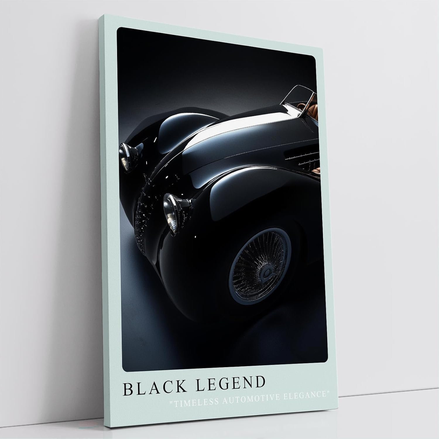 Paul Sinus Leinwandbild 80x120cm Leinwandbild Black Legend klassische Automobilkunst zeitlose Eleganz glänzende Perfektion stilvolle Ästhetik Luxusauto