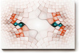 Sinus Art Wandbild 120x80cm Abstrakte Kachelstruktur in Rosa, Rot und Türkis mit symmetrischer Mitte und leuchtenden Akzenten