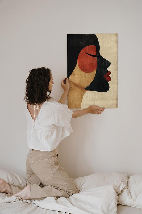 Paul Sinus 60x90cm Wandbild Sanfte Kontur – Stilvolles Frauenporträt in abstrakter Form auf Leinwand Holzrahmen