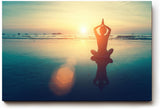 Sinus Art Wandbild 120x80cm Silhouette beim Yoga im Sonnenuntergang – Sinnbild für Balance und Achtsamkeit