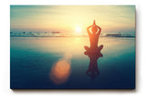 Sinus Art Wandbild 120x80cm Silhouette beim Yoga im Sonnenuntergang – Sinnbild für Balance und Achtsamkeit