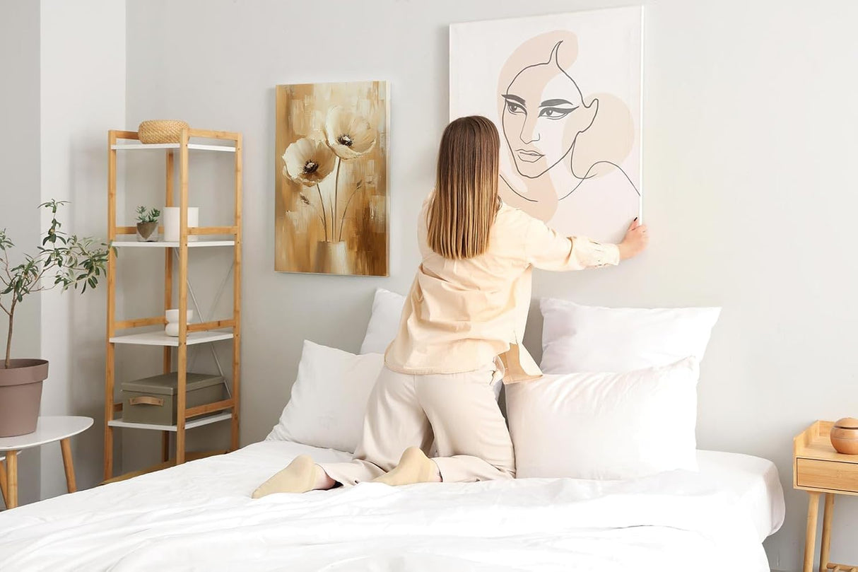 Paul Sinus 60x90cm Wandbild Blütenträume in Beige – Ausdrucksstarke Mohnblumen als stilvolles Highlight für elegante Wohnräume