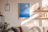 Paul Sinus Wandbild in 40x60cm Vogelschwarm vor hellem Vollmond auf blauem Himmel