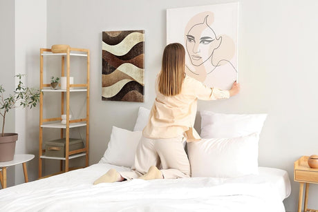 Paul Sinus 60x90cm Wandbild, Stilvolle Dynamik in Fokuswellen – moderne Retro-Wellen in erdigen Brauntönen