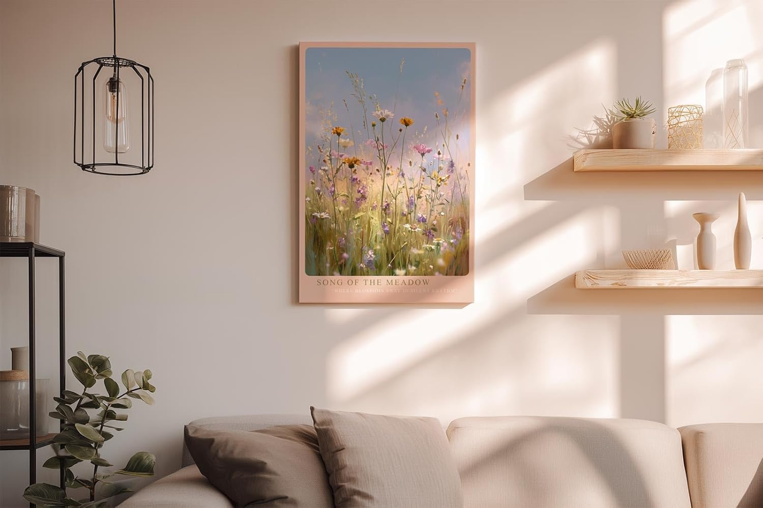 Paul Sinus Wandbild in 40x60cm Song of the Meadow Zarte Wildblumen im Sommerwind vor blauem Himmel für frische und natürliche Raumakzente
