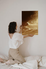 Paul Sinus 60x90cm Wandbild, Atemberaubende Energie in Fokuswellen – Naturgewalt in goldbrauner Ästhetik