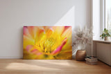 Sinus Art Wandbild 120x80cm Detailreiche Makroaufnahme einer gelben Dahlie mit weichen Übergängen und Leuchtkraft
