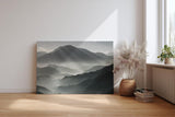 Sinus Art Wandbild 120x80cm Faszinierende Lichtstrahlen durchdringen den Morgennebel über mystischen Berglandschaften