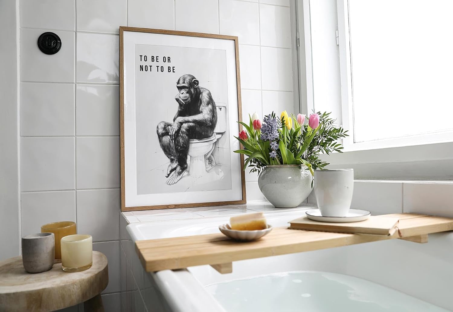Paul Sinus Poster/Leinwandbild/Rahmenoption Lustiges Affenbild – Witzige Klo-Deko fürs Gäste-WC – Perfekt für Tiefsinnige