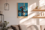 Paul Sinus Wandbild in 40x60cm The Paris Night – romantische Pariser Nachtszene mit Paar und rotem Schirm vor dem Eiffelturm für elegante Raumgestaltung