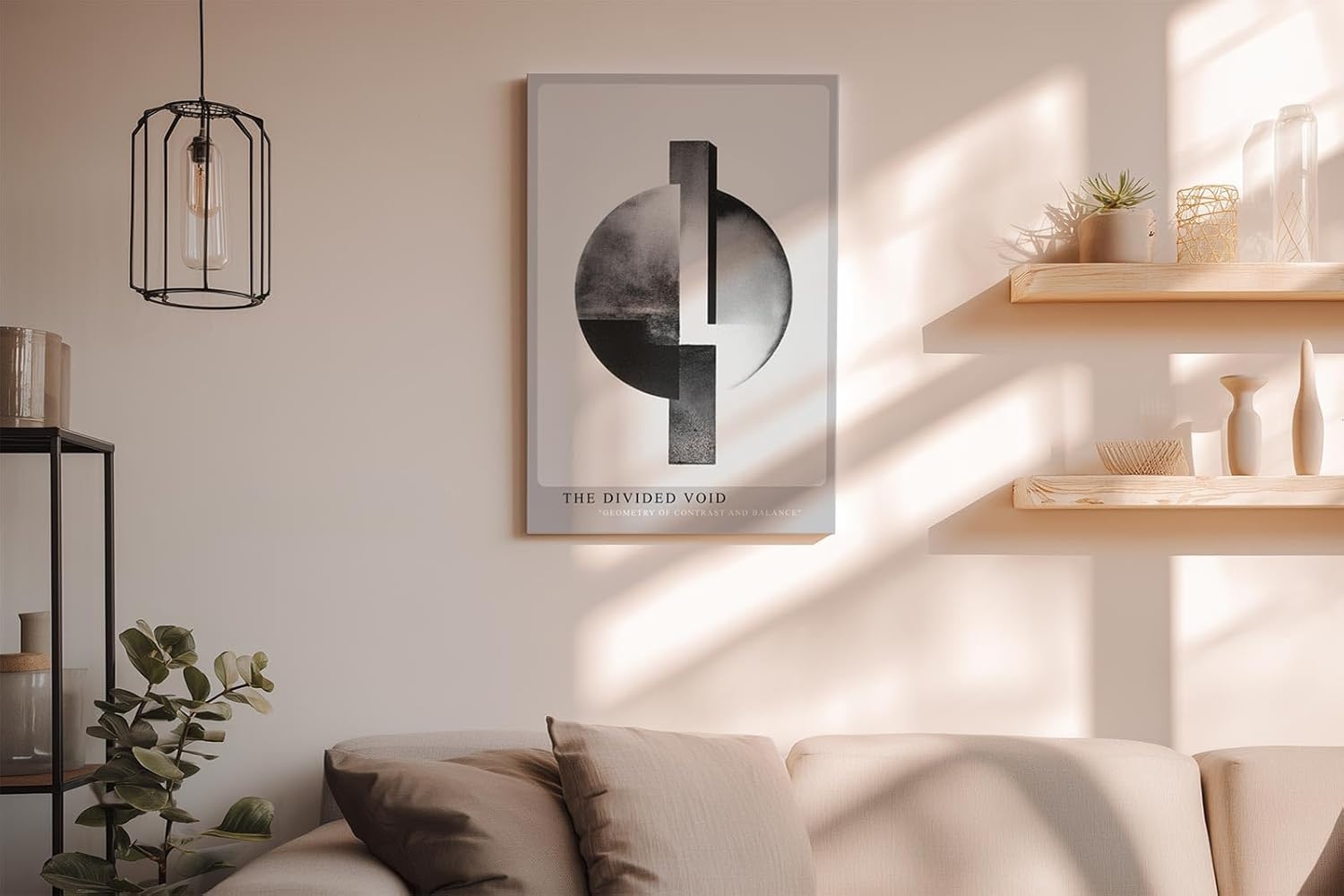 Paul Sinus Wandbild in 40x60cm The Divided Void – Abstrakte geometrische Form in Schwarz-Weiß