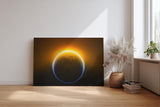 Sinus Art Wandbild 120x80cm Die aufgehende Sonne hinter der Erde erzeugt ein imposantes Lichtspiel im All