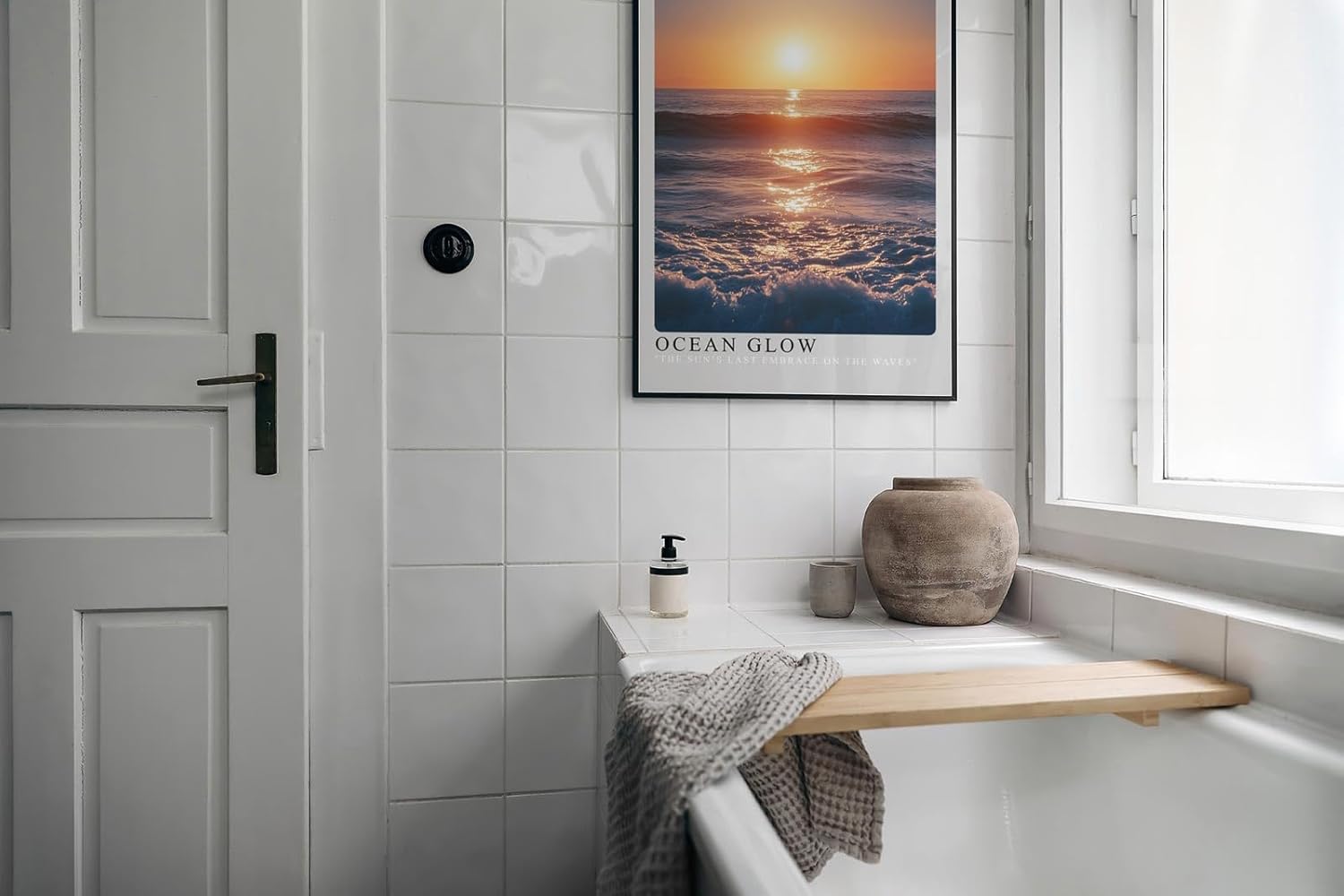 Paul Sinus Leinwandbild 40x60cm Ozeanglanz im Abendlicht – Faszinierende Meereswellen mit goldenem Sonnenuntergang und sanfter Reflexion