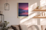 Paul Sinus Wandbild in 40x60cm Ruderboot auf stillem See bei Sonnenuntergang mit Bergen und Vogelschwarm im Hintergrund