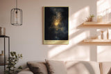 Paul Sinus Wandbild in 40x60cm Golden Core – Mystische Weltraumszene mit leuchtendem goldenen Kern und symmetrischen geometrischen Linien