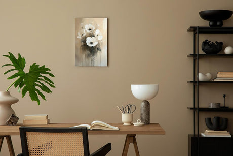 Paul Sinus 60x90cm Wandbild Anemonen in Beige – Ausdrucksstarke Blumenmalerei mit moderner Blume