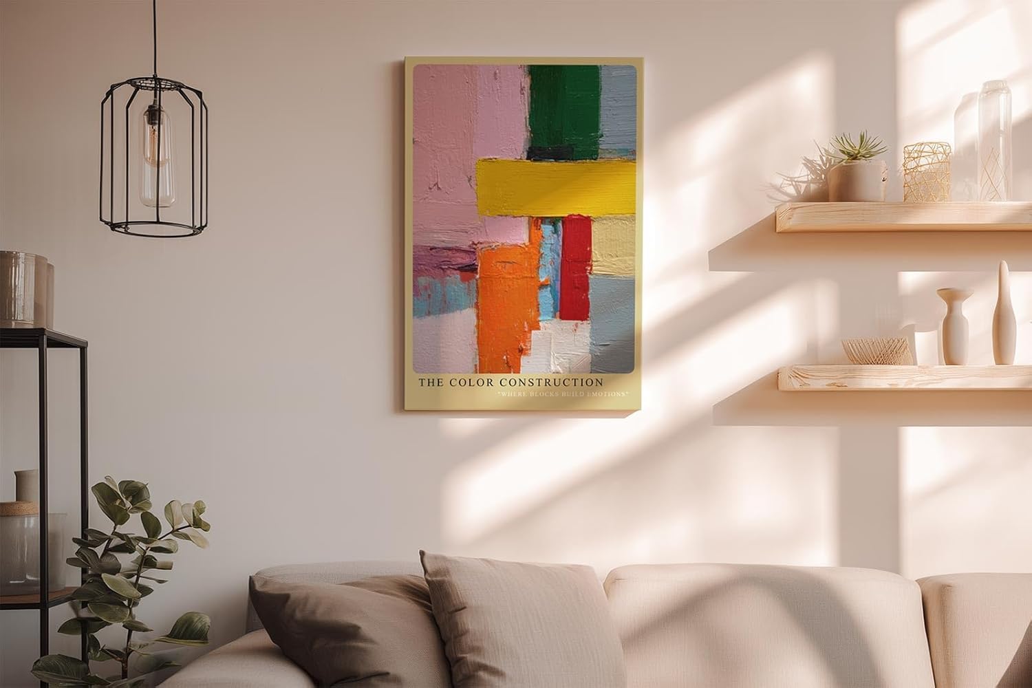 Paul Sinus Wandbild in 40x60cm The Color Construction Abstrakte Komposition aus farbigen Blöcken mit pastoser Struktur und kräftigen Kontrasten