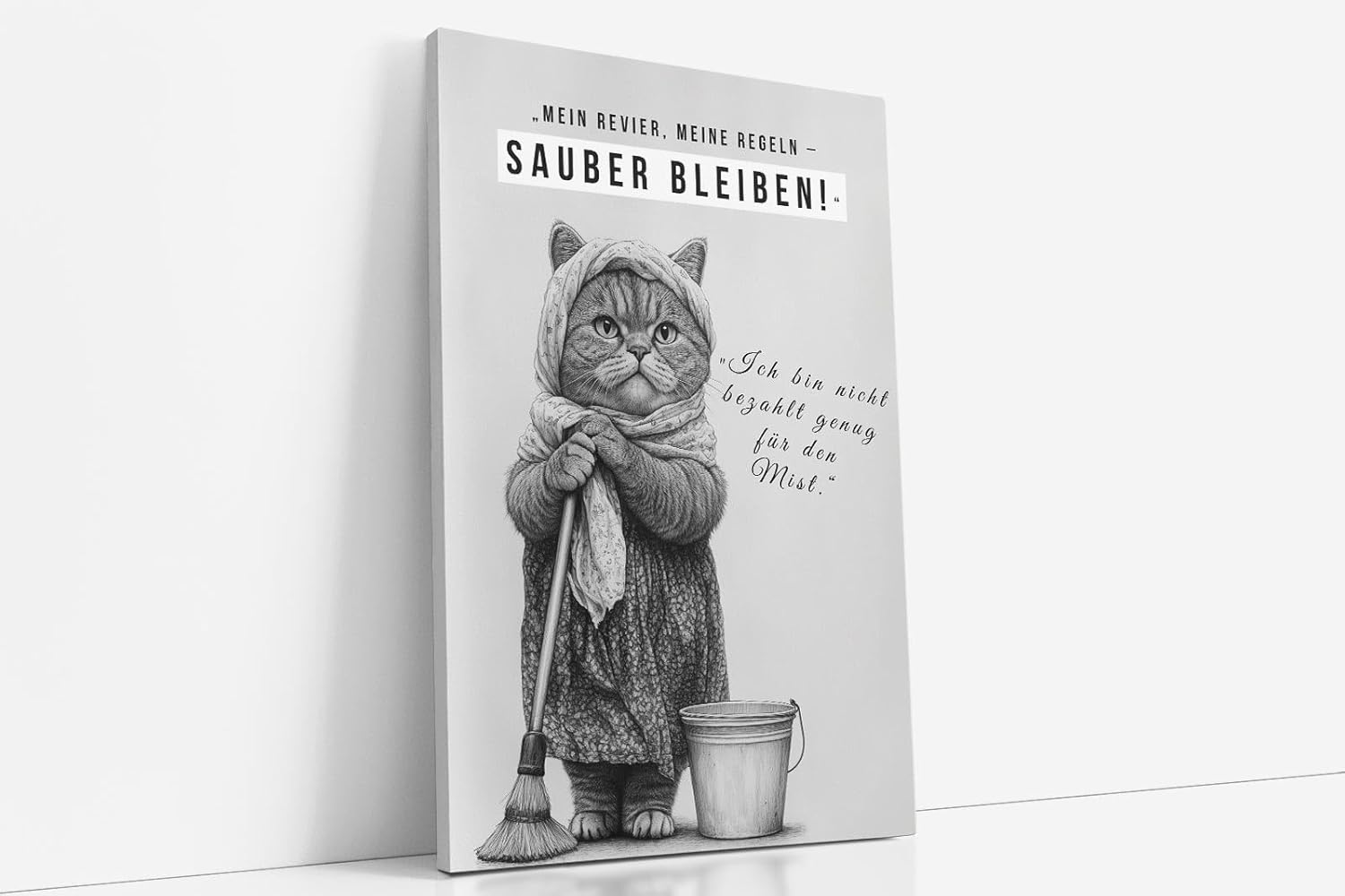 Paul Sinus Poster/Leinwandbild/Rahmenoption Lustiges Katzenbild – Freche Klo-Deko für dein Gäste-WC – Perfekt für saubere Ordnung