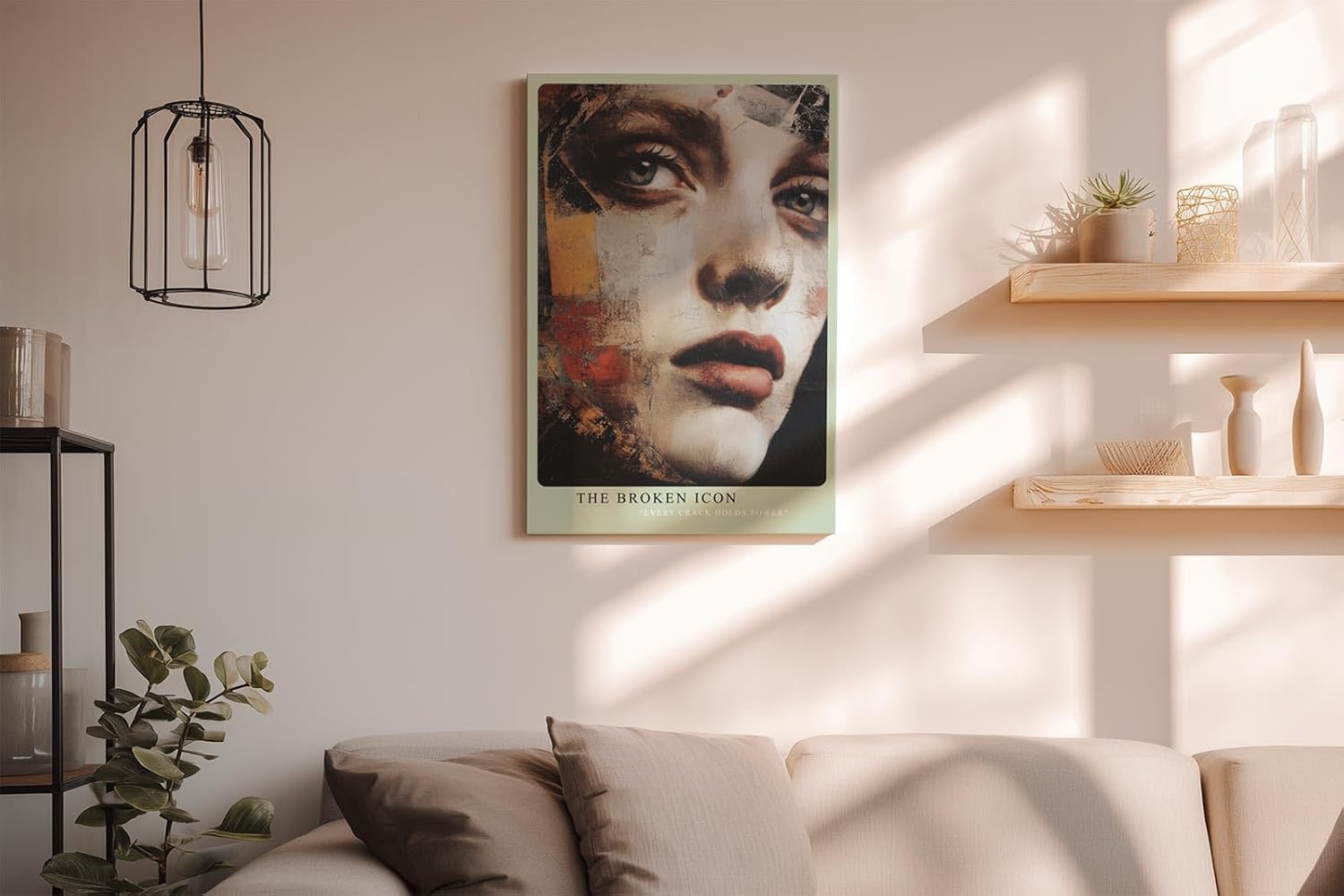 Paul Sinus Wandbild in 40x60cm Frauenporträt in fragmentierter Malweise – kraftvolles Mixed-Media-Kunstwerk für moderne Raumgestaltung