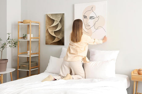 Paul Sinus 60x90cm Wandbild, Eindrucksvolle Eleganz in Spirale – Abstrakte Kunst in Braun und Creme