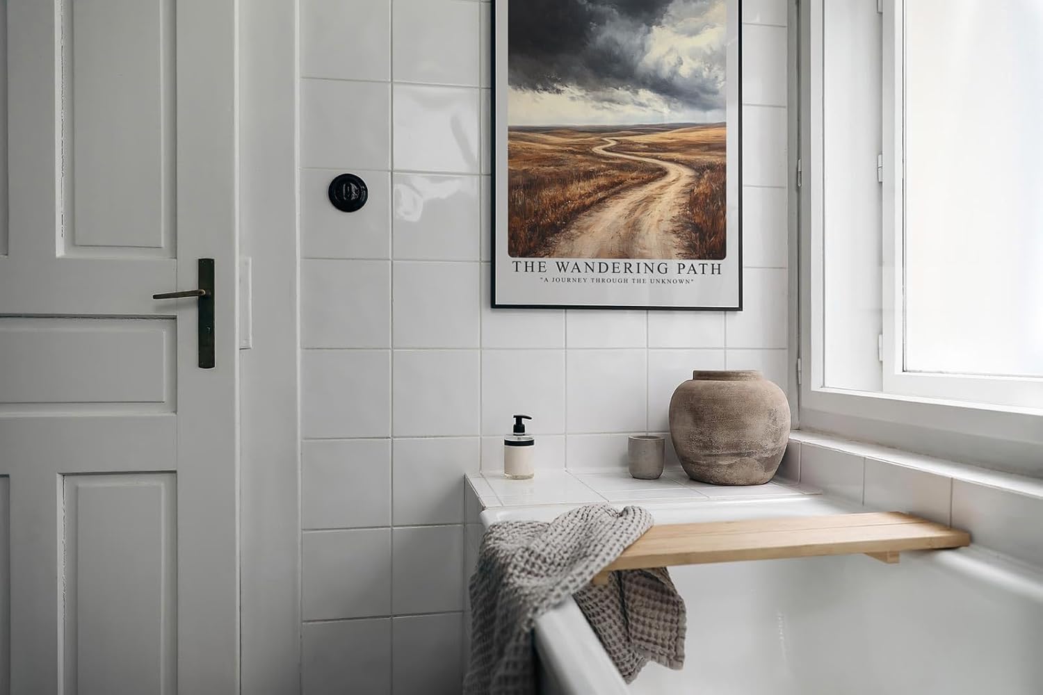 Paul Sinus Leinwandbild 40x60cm The Wandering Path – Malerischer Weg durch weite Landschaft unter dramatischem Himmel