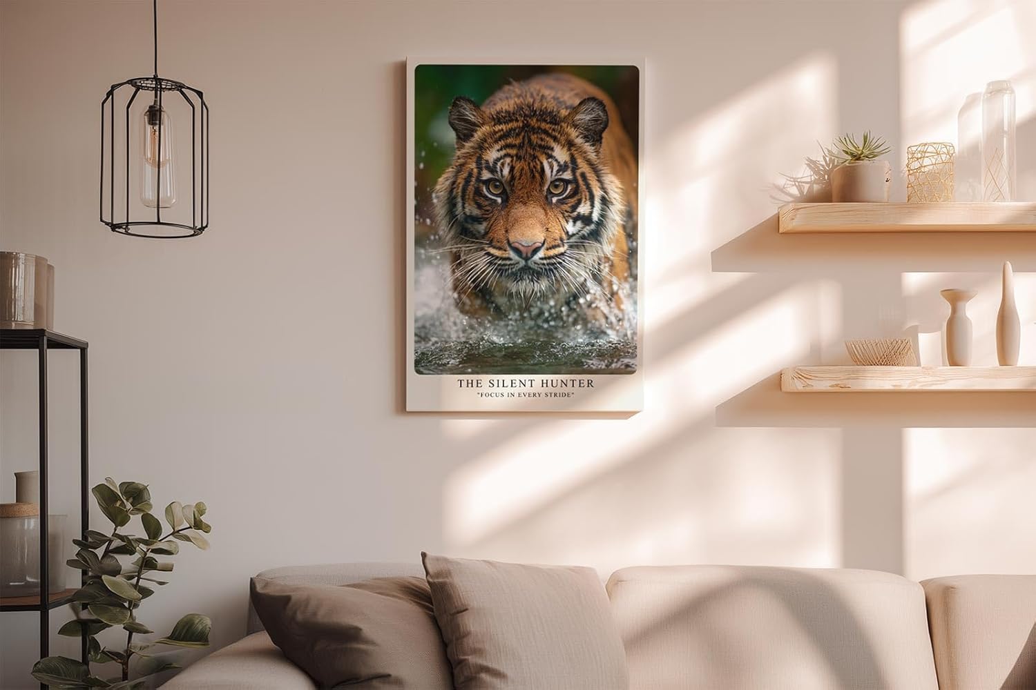 Paul Sinus Wandbild in 40x60cm The Silent Hunter – Faszinierendes Tigerporträt im Wasser in hoher Farbbrillanz