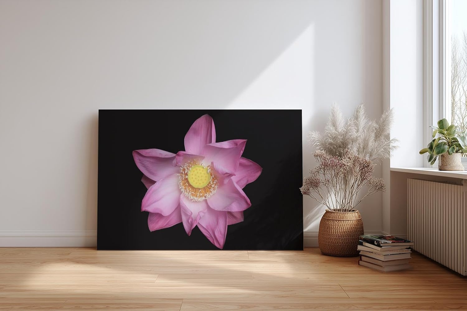 Sinus Art Wandbild 120x80cm Die rosa Blütenblätter vor schwarzem Hintergrund wirken edel, klar und meditativ