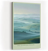 Paul Sinus Wandbild in 40x60cm The Glowing Fields – stimmungsvolle Hügellandschaft im Morgenlicht für warme und einladende Raumgestaltung
