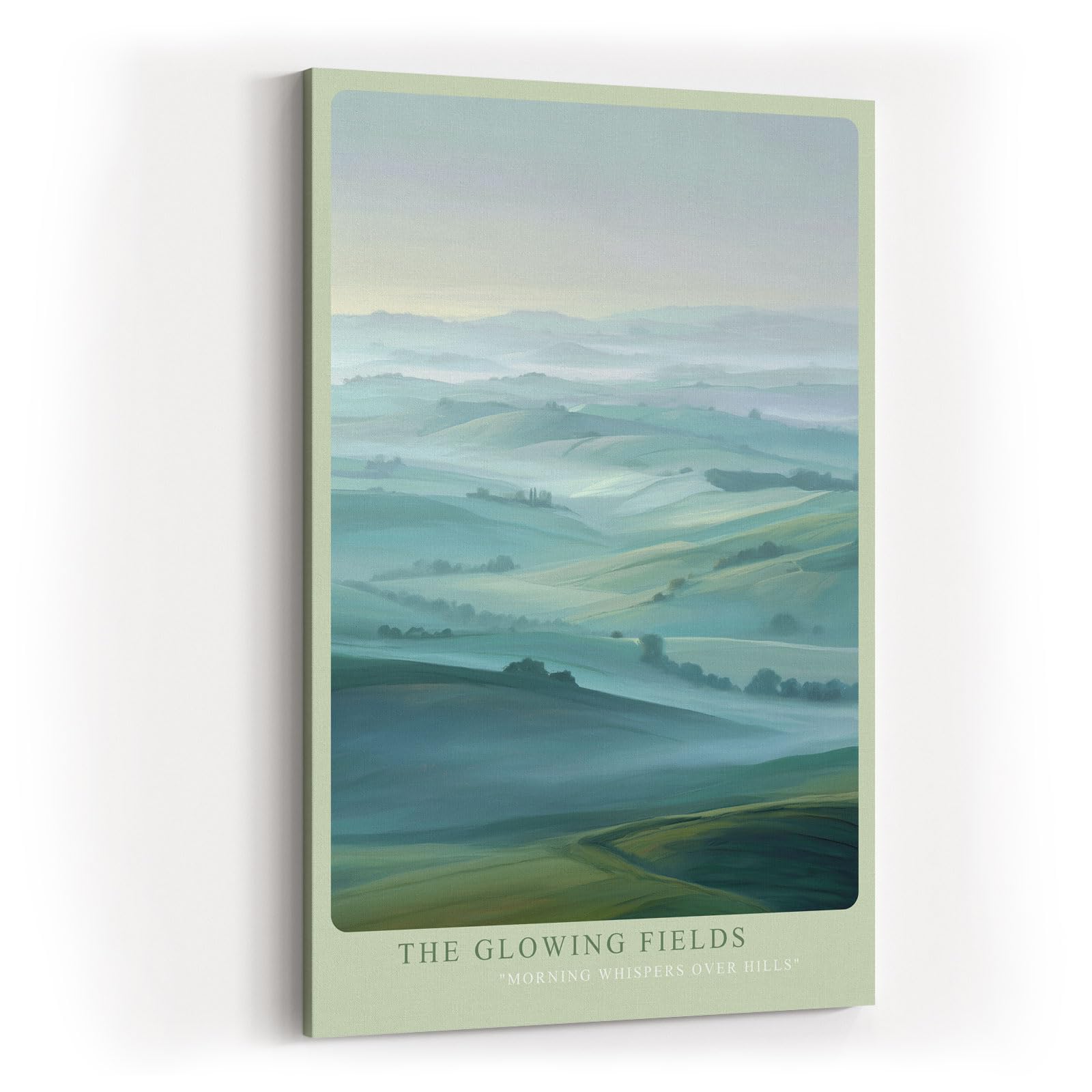 Paul Sinus Wandbild in 40x60cm The Glowing Fields – stimmungsvolle Hügellandschaft im Morgenlicht für warme und einladende Raumgestaltung