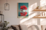 Paul Sinus Wandbild in 40x60cm The Red Silence – leuchtend roter Baum im Wasser mit Spiegelung, moderne Naturfotokunst