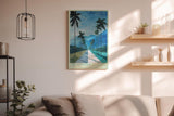 Paul Sinus Wandbild in 40x60cm The Palm Road mit malerischen Palmen und blauem Gebirgsblick in endloser Tiefe für stilvolle Raumgestaltung