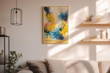 Paul Sinus Wandbild in 40x60cm The Color Dance – Farbintensive abstrakte Komposition in Gelb-, Blauund Weißtönen