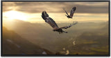 Adler in einer Gebirgslandschaft ca. 130x70cm Wandbild inklusive Schattenfugenrahmen schwarz - Panorama Leinwand Bild XXL Format Wandbilder Wohnzimmer Wohnung Deko Kunstdrucke