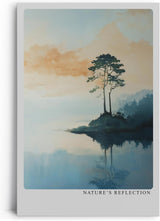 Paul Sinus Leinwandbild 80x120cm Stille Natur – Malerische Landschaft mit einsamem Baum und Spiegelung im ruhigen Wasser, sanfte Farben