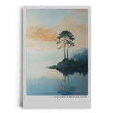 Paul Sinus Leinwandbild 80x120cm Stille Natur – Malerische Landschaft mit einsamem Baum und Spiegelung im ruhigen Wasser, sanfte Farben