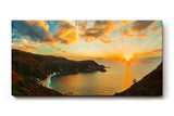 Sinus Art Wandbild 120x80cm Atemberaubender Sonnenuntergang über Küstenlinie mit weichem Farbverlauf