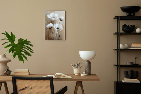 Paul Sinus 60x90cm Wandbild Zarte Blüten in Beige – Florale Anmut in moderner Raumkunst Blume