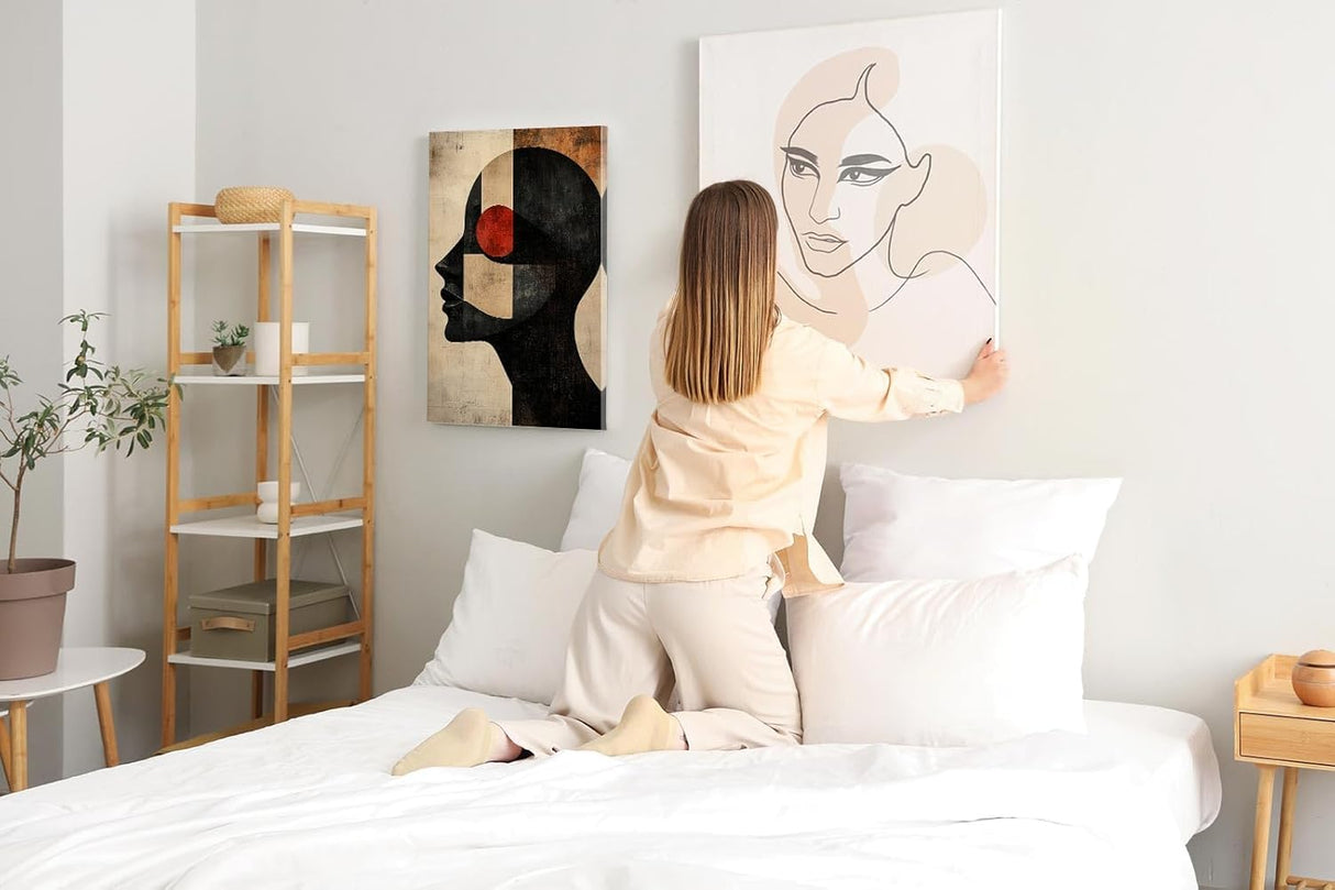 Paul Sinus 60x90cm Wandbild Black Vision – Ausdrucksstarkes Kopfprofil in moderner Abstraktion auf Leinwand Holzrahmen