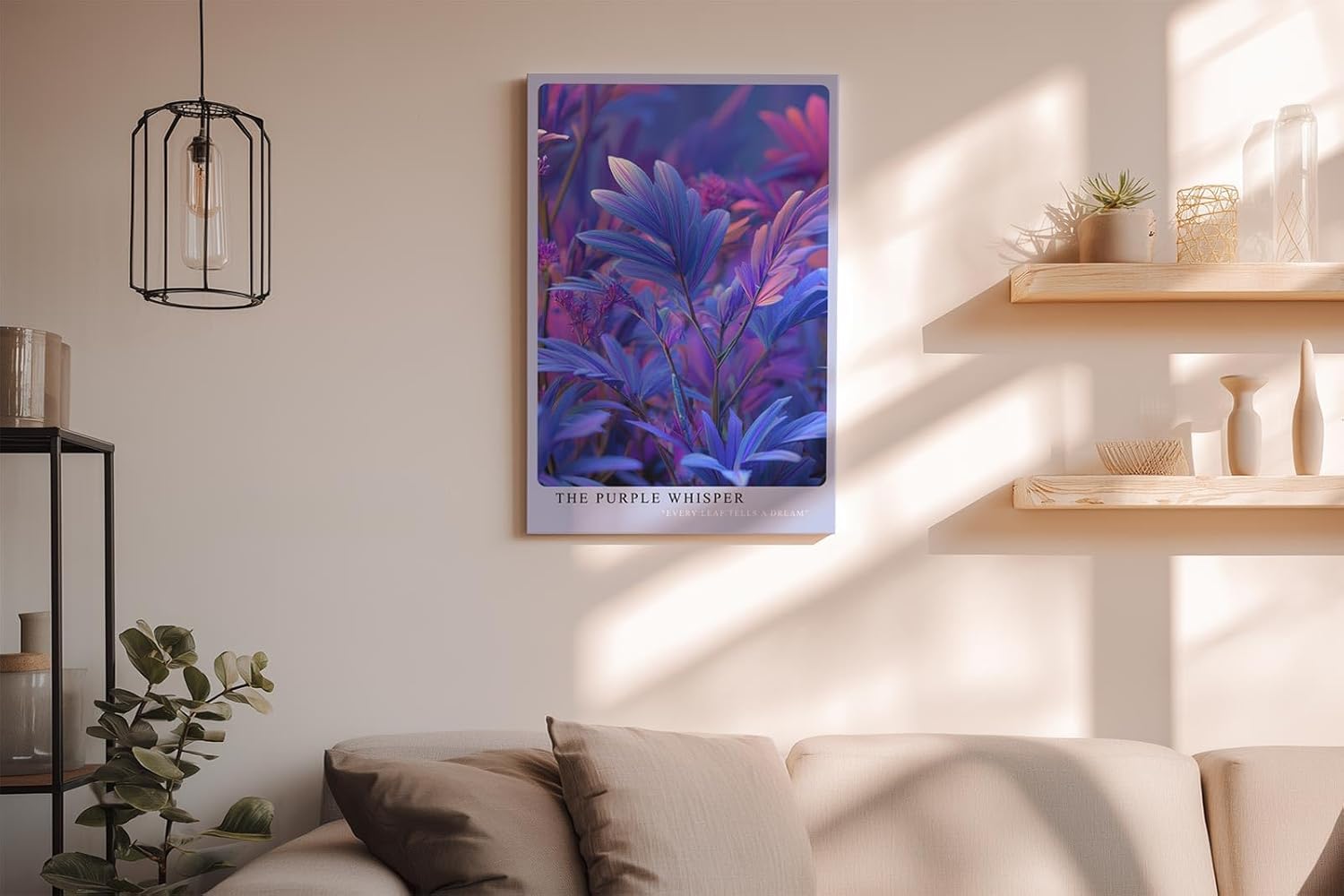 Paul Sinus Wandbild in 40x60cm The Purple Whisper – Traumhafte Nahaufnahme violetter Pflanzenblätter in leuchtenden Farbverläufen für moderne Raumakzente