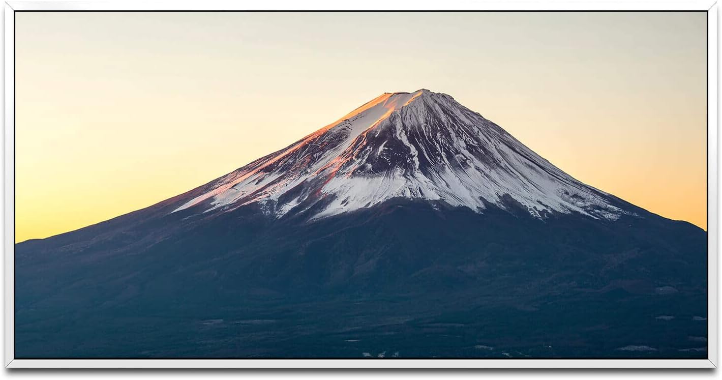 Gebirges Landschaft ca. 130x70cm Wandbild inklusive Schattenfugenrahmen weiss - Panorama Leinwand Bild XXL Format Wandbilder Wohnzimmer Wohnung Deko Kunstdrucke